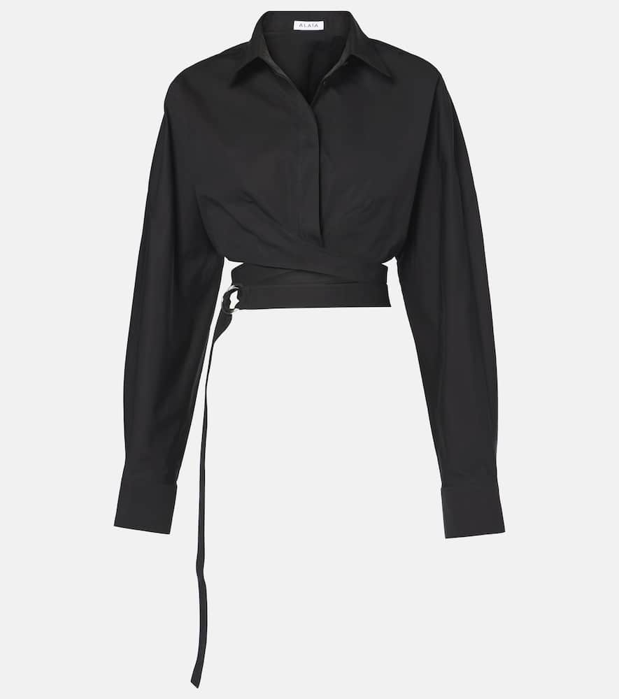 ALAÏA ALAÏA CROPPED COTTON POPLIN SHIRT