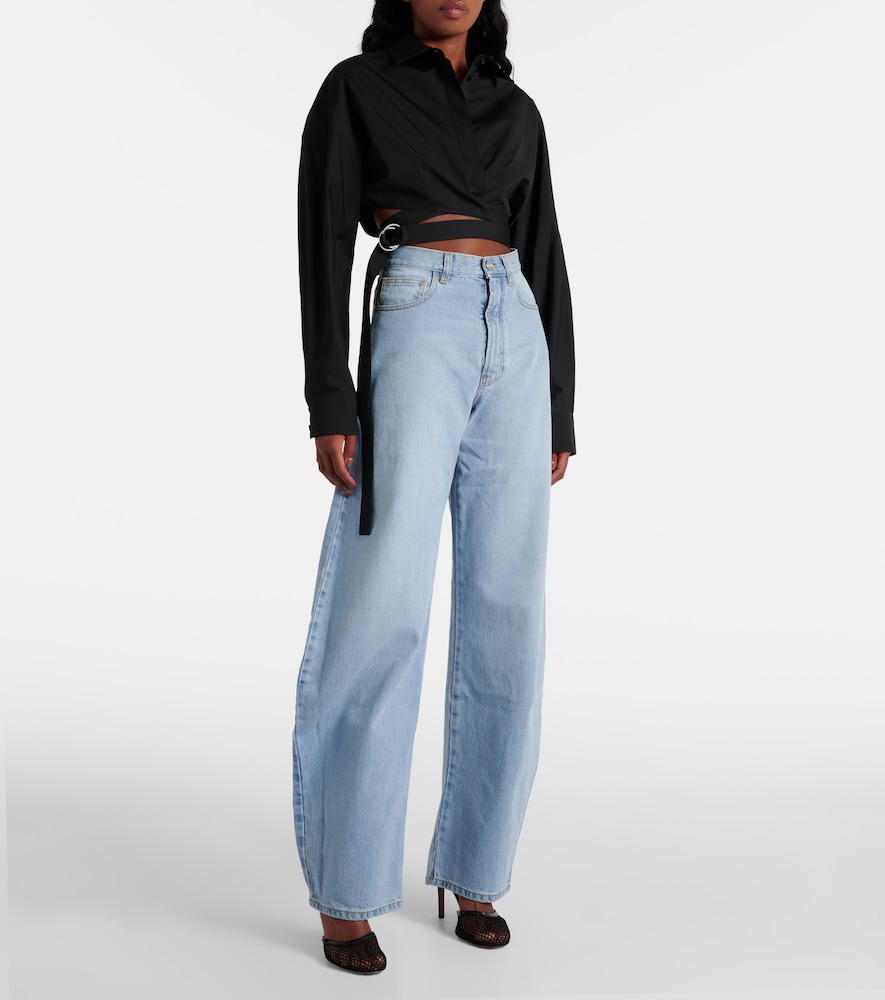  Alaia Alaã¯a Cropped Cotton Poplin Shirt 