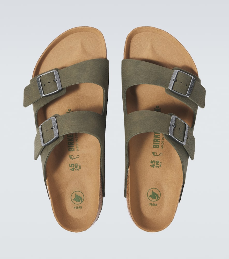 Birkenstock Double Buckle Flat Sole Open Toe Slippers In Green