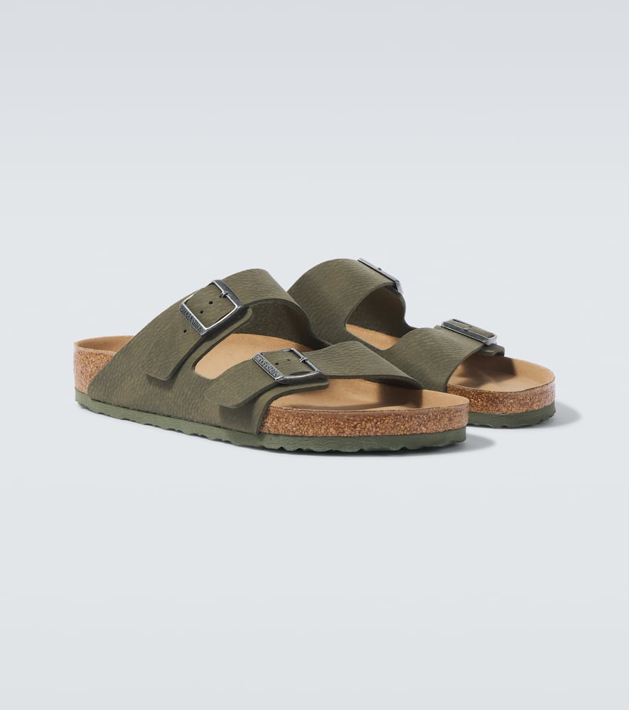 Birkenstock Double Buckle Flat Sole Open Toe Slippers In Green