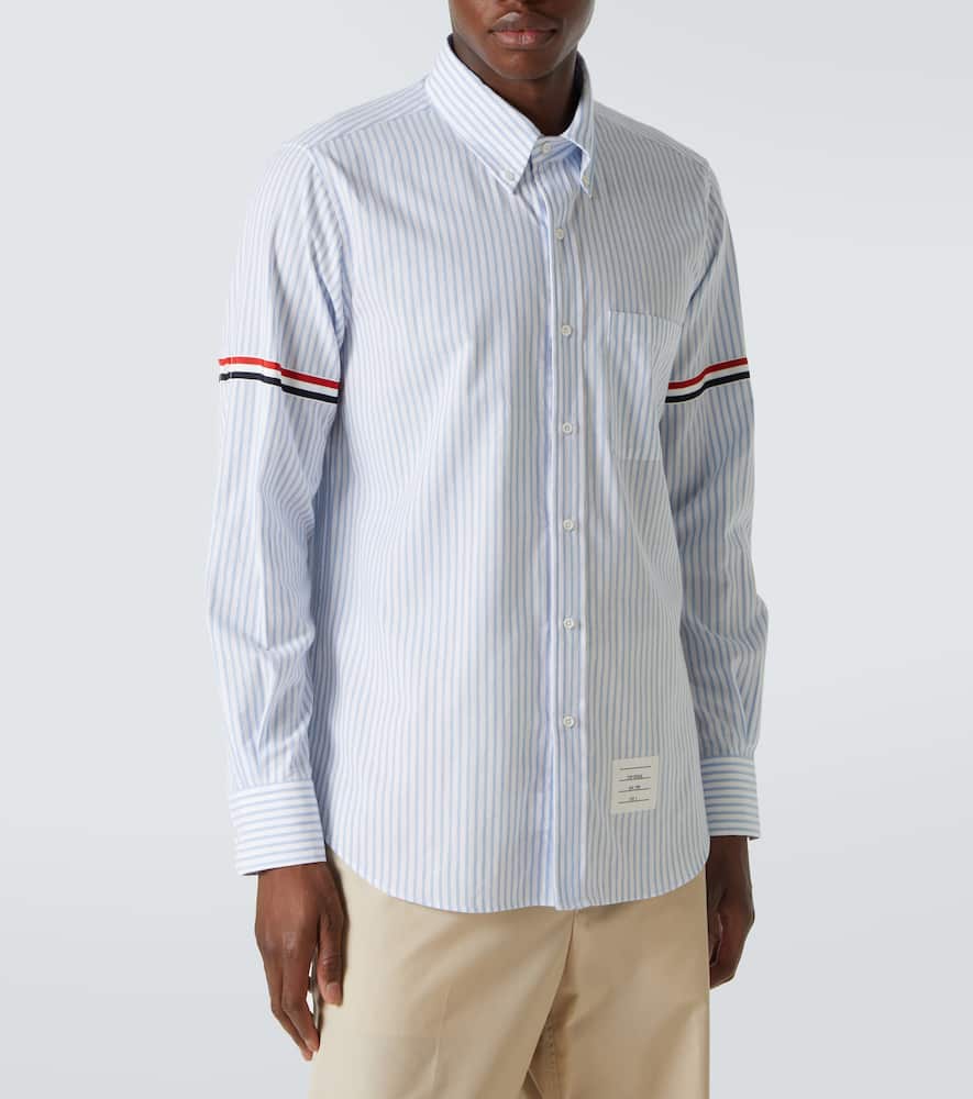 Thom Browne Rwb Stripe Striped Cotton Shirt In Blue