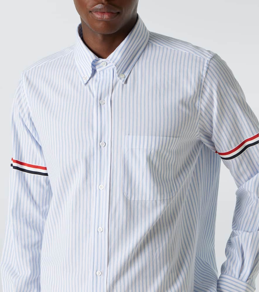 Thom Browne Rwb Stripe Striped Cotton Shirt In Blue
