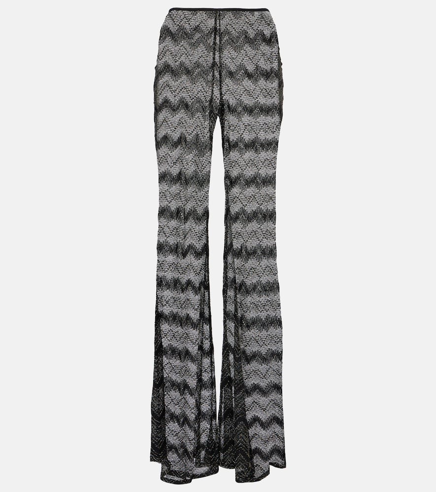 Zigzag lamé flared pants