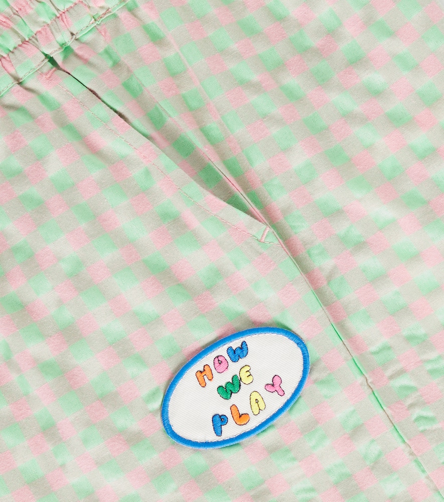 Jellymallow Play Checked Cotton-blend Shorts In Green