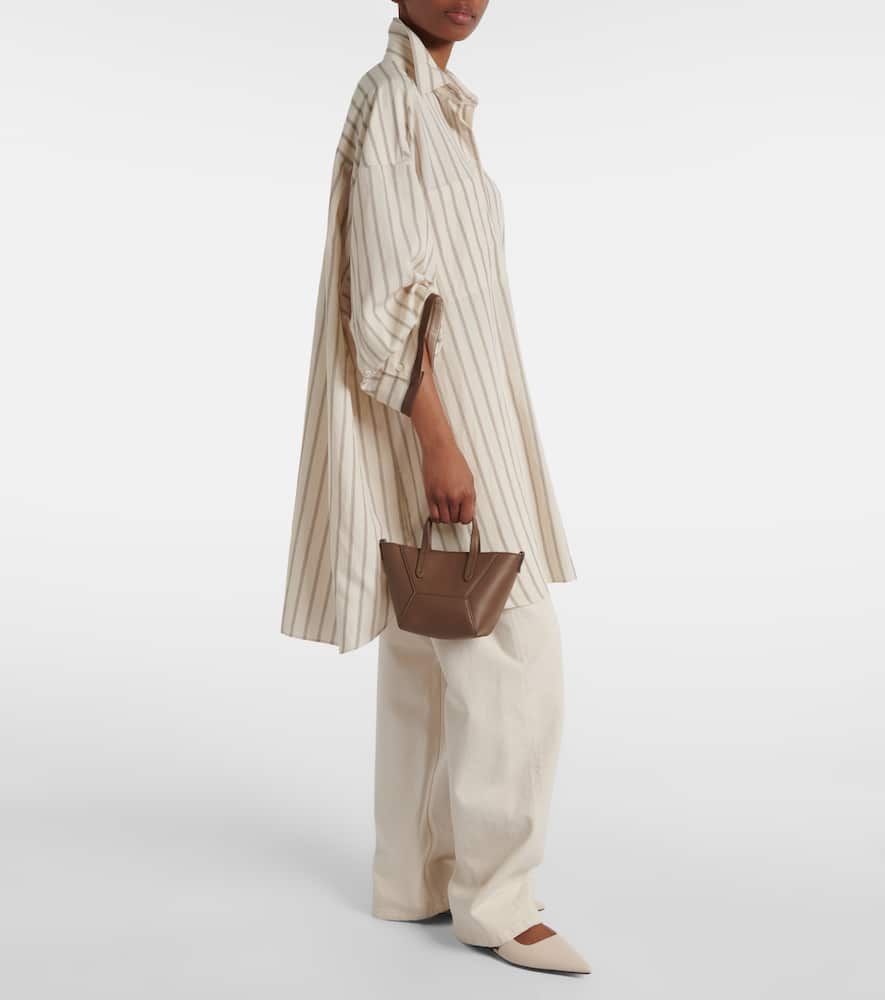 Brunello Cucinelli Mini Calfskin Bc Duo Top-handle Bag In Brown