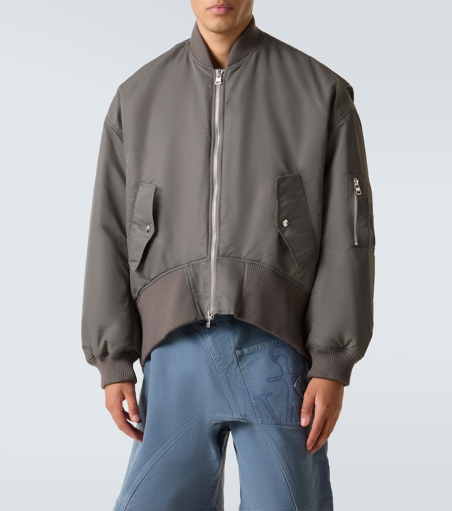 Jw Anderson Oversized Curved Hem Bomber Jacket Steel In Gray