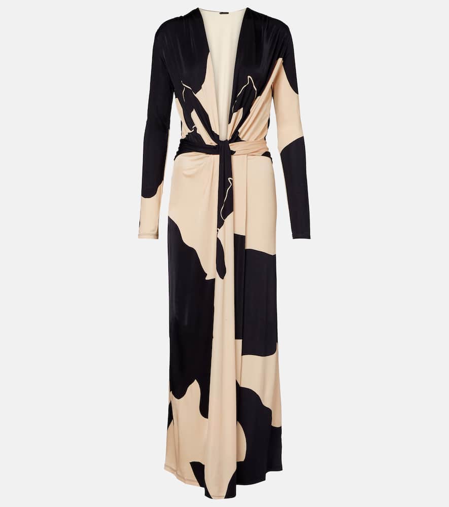 Knotted printed maxi dress