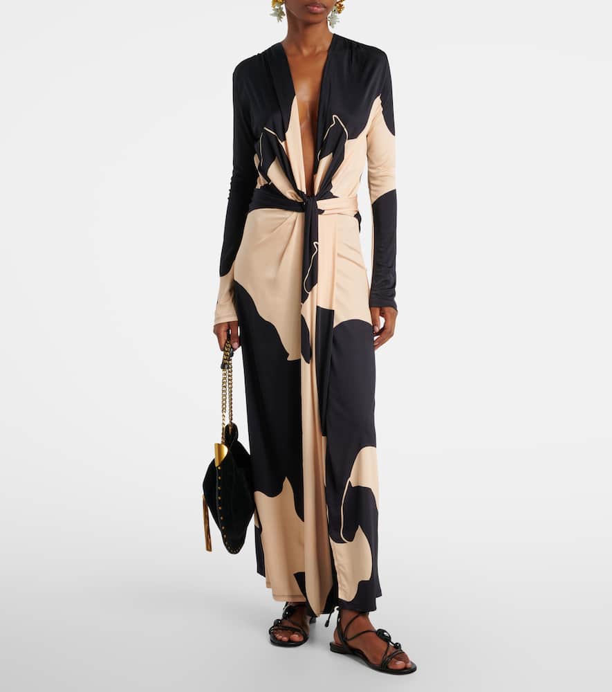 Johanna Ortiz Knotted Printed Maxi Dress In Multi