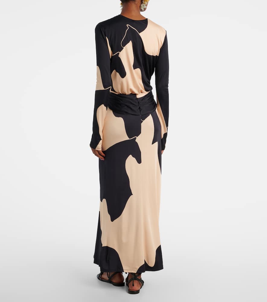 Johanna Ortiz Knotted Printed Maxi Dress In Multi