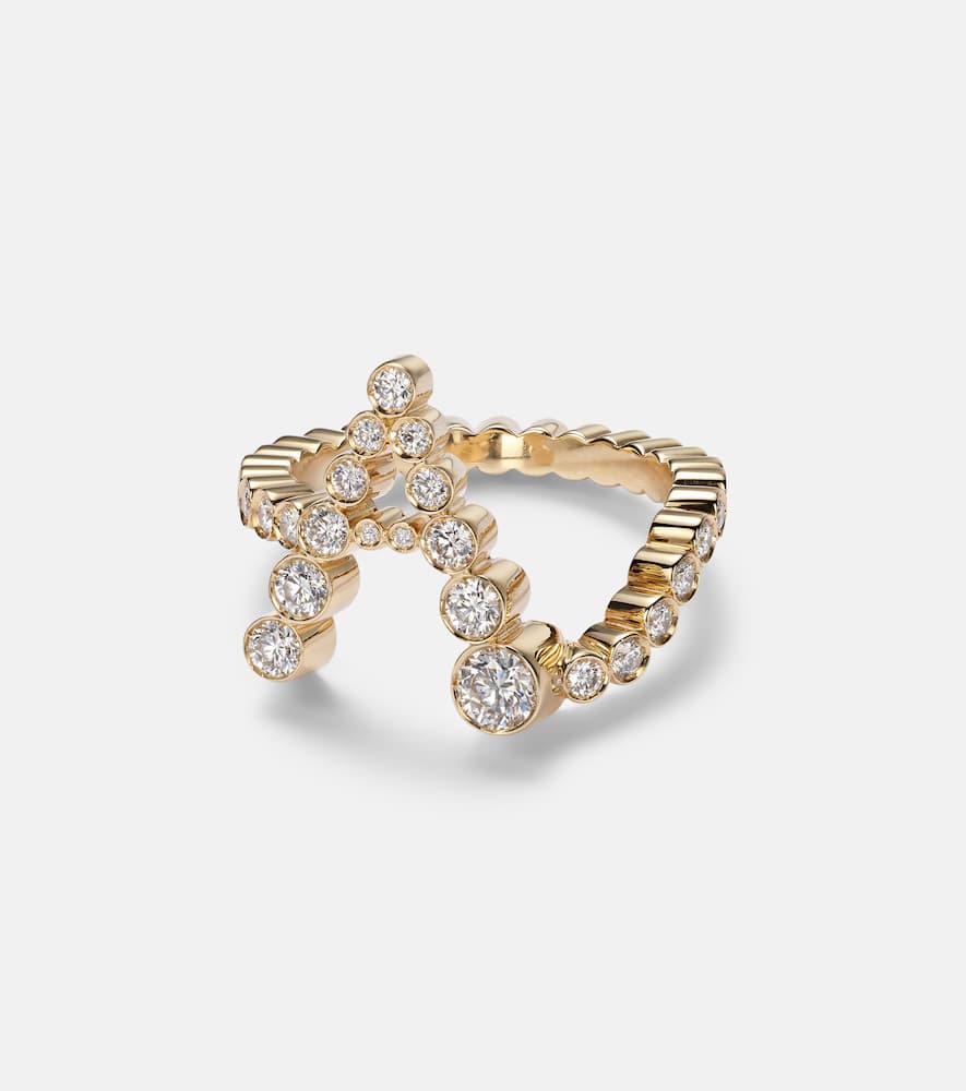 Ensemble 18kt gold ring with diamonds