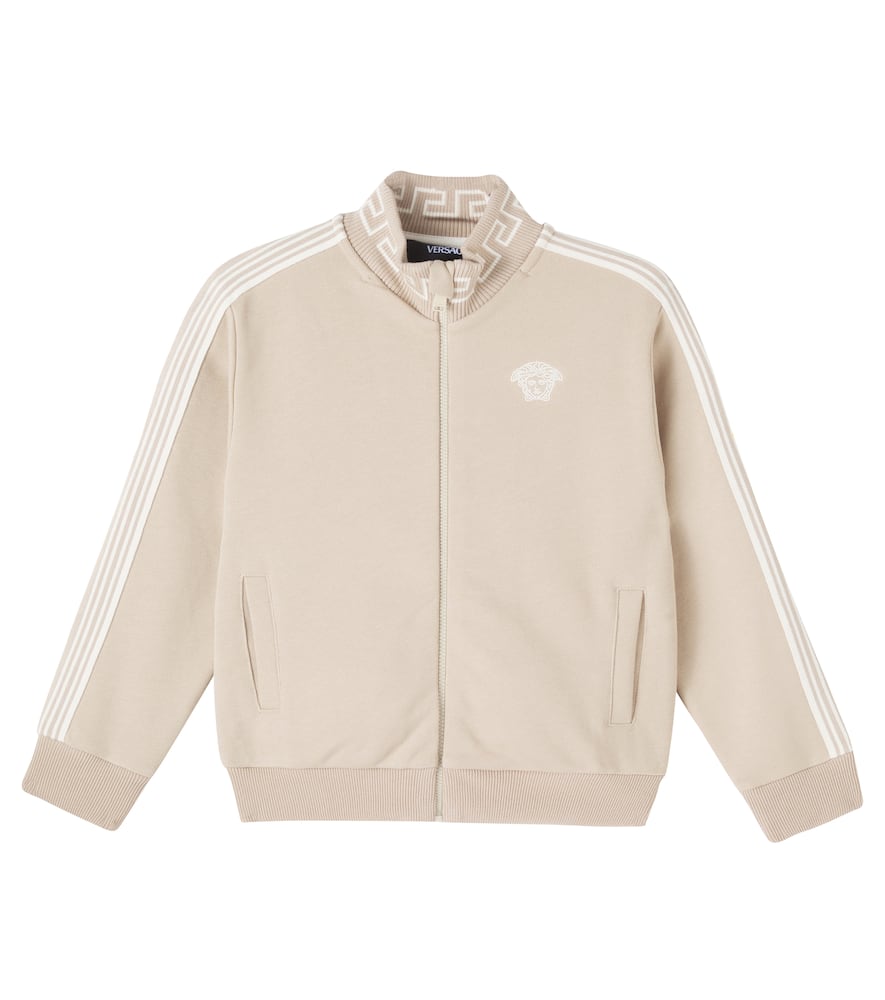 Versace Kids' Medusa Cotton Fleece Track Jacket In Brown