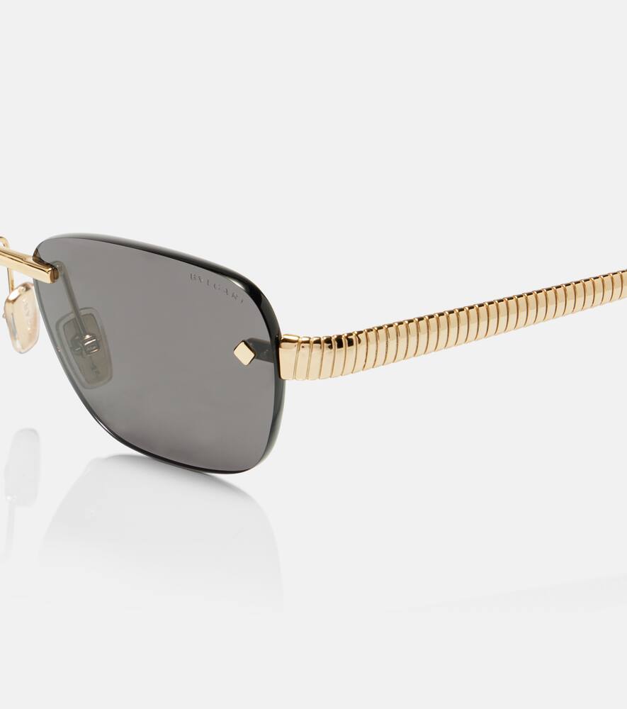 Bvlgari Tubogas Rectangular Sunglasses In Gold