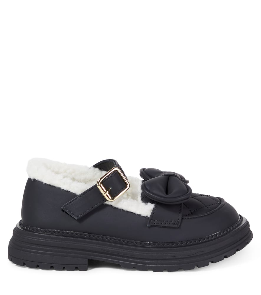 Monnalisa Bow-embellished Loafers In Black