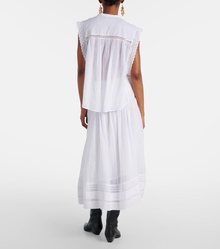 Grecia Lace-Trimmed Cotton Blouse