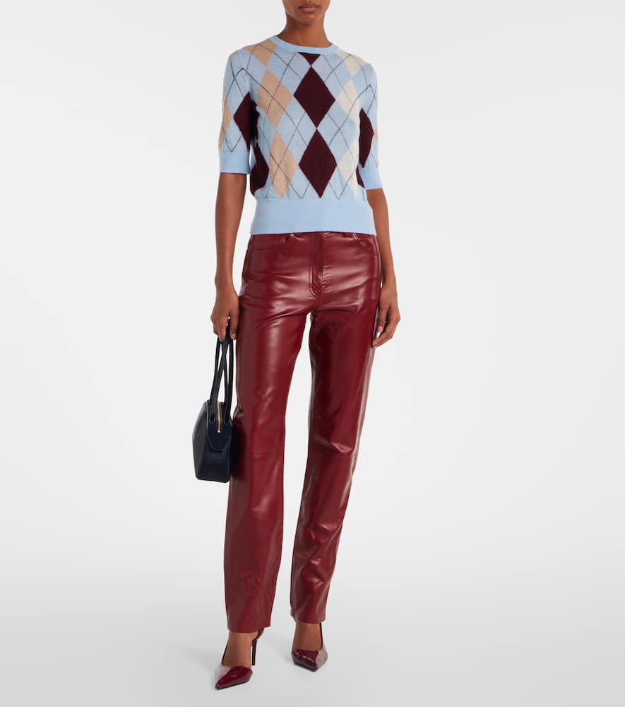 Khaite Womens Garnet Callum Straight-leg Leather Trousers In Burgundy