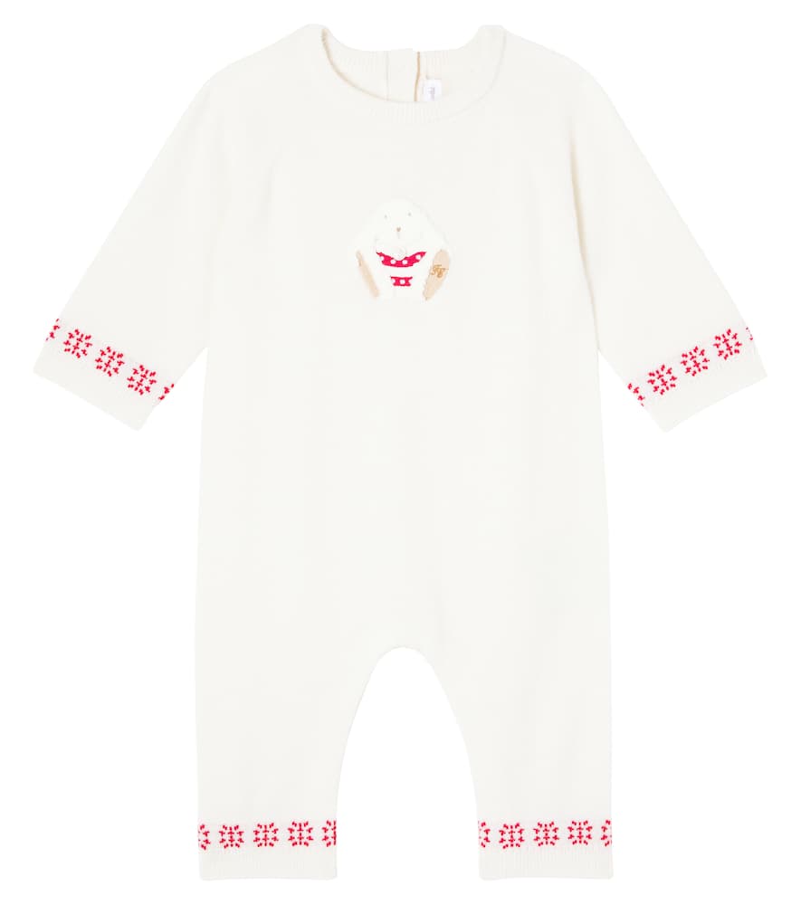 Tartine Et Chocolat Baby Embroidered Wool And Cashmere Jumpsuit In White