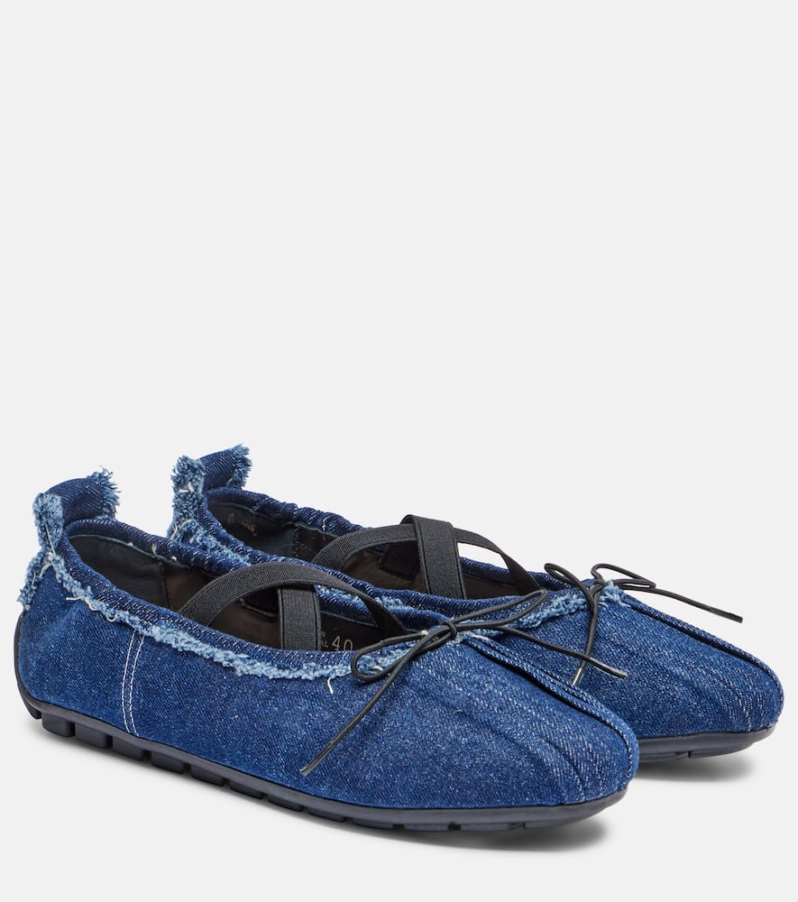 Simone Rocha Ballerina Grip Denim Ballet Flats In Blue