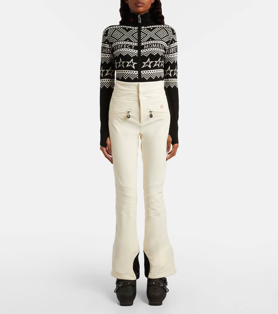 Perfect Moment Intarsia-knit Merino Wool Bodysuit Xl In Black