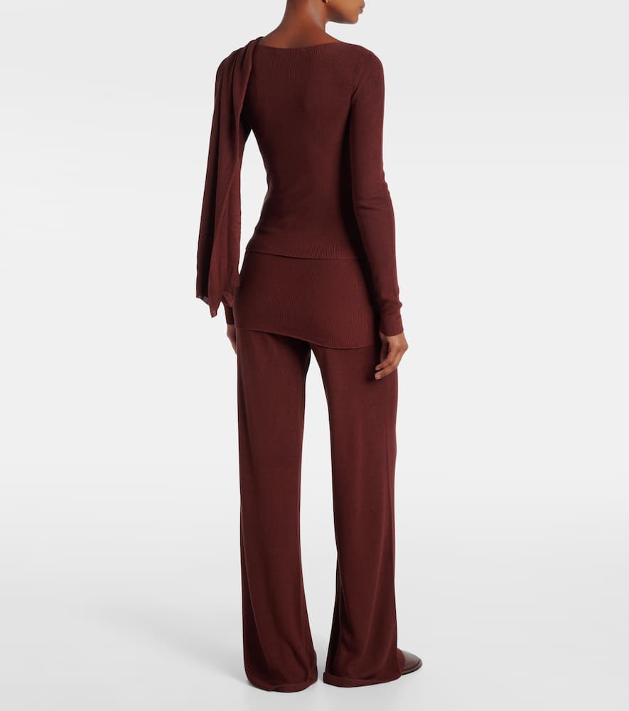 Aya Muse Draped Silk-blend Top In Burgundy