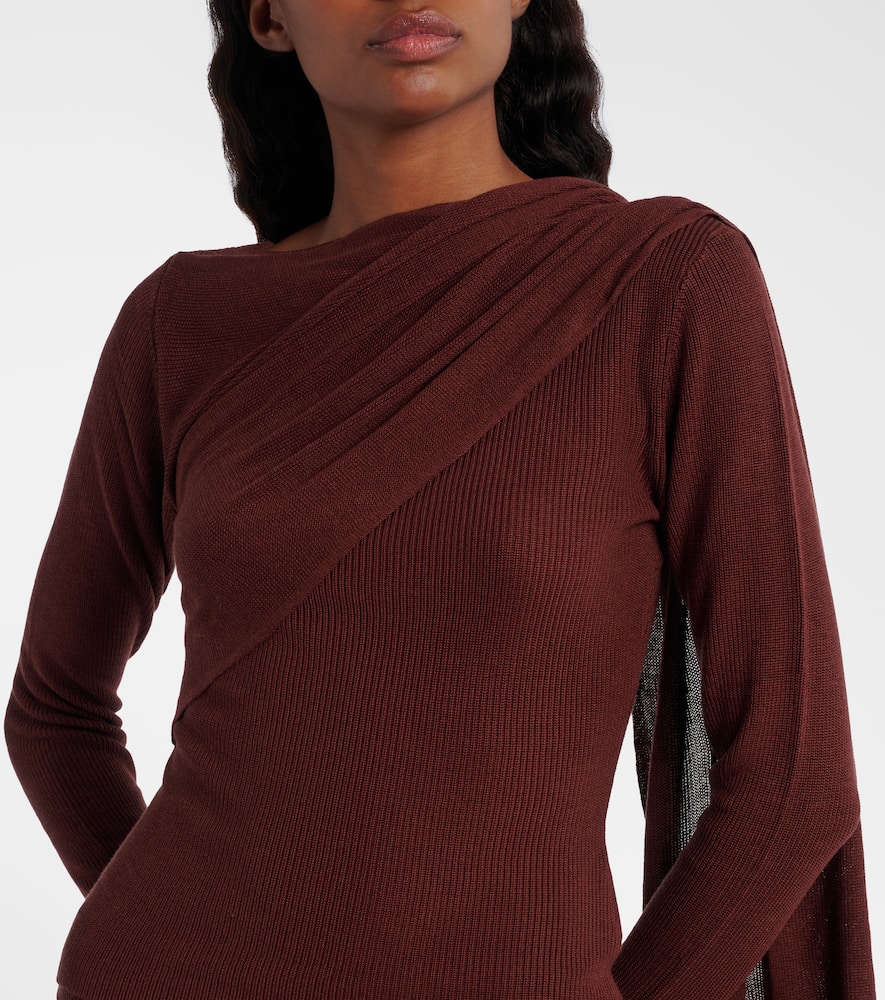 Aya Muse Draped Silk-blend Top In Burgundy