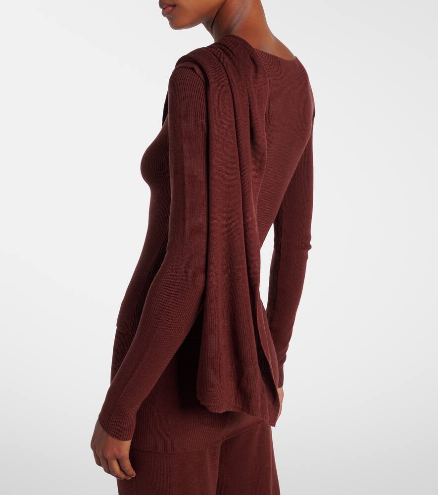 Aya Muse Draped Silk-blend Top In Burgundy