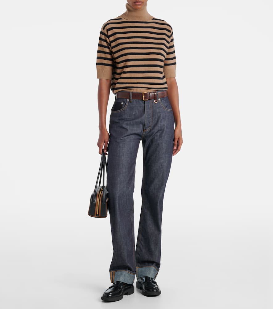 Jardin Des Orangers Striped Wool And Cashmere Sweater In Brown