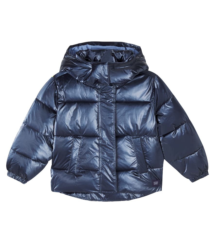 Scotch & Soda Hooded Puffer Jacket In Blue