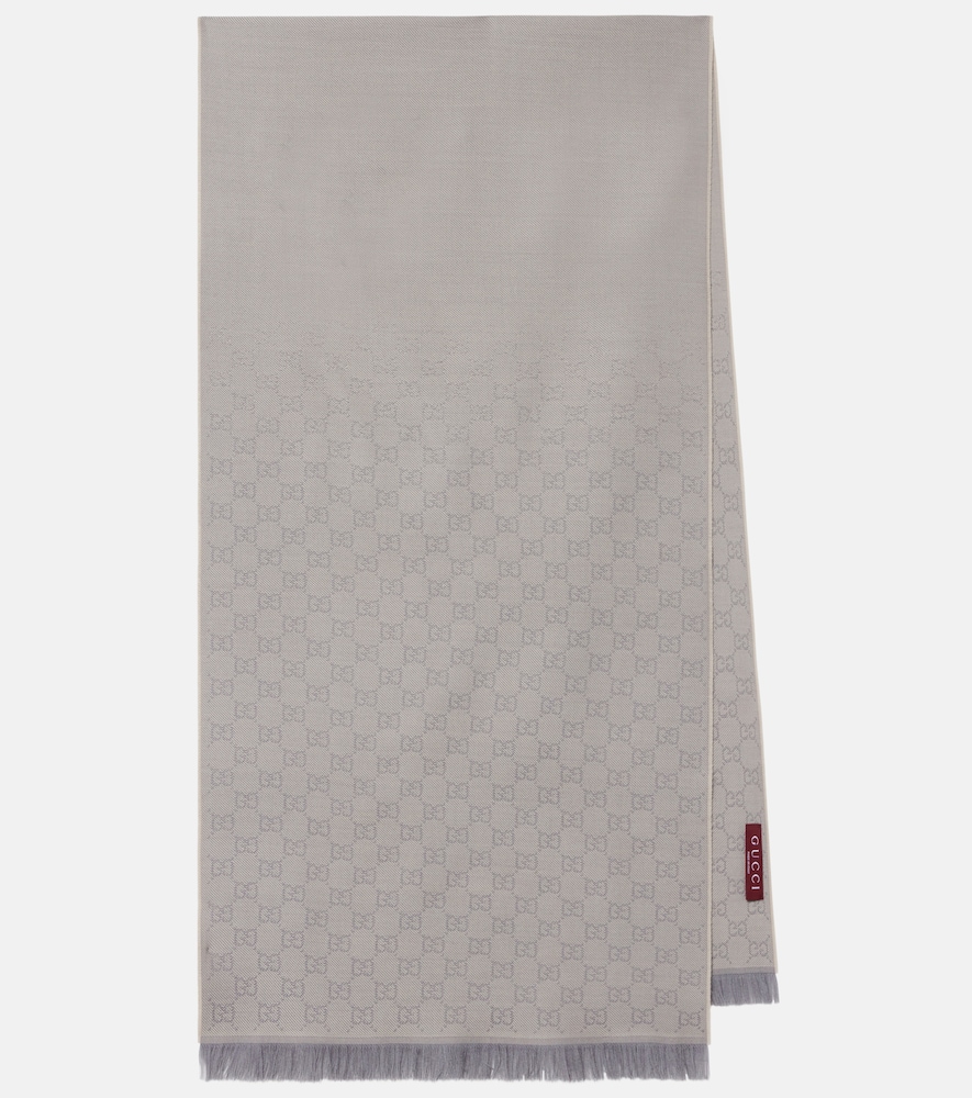 Gucci Women's Grey Gg Jacquard Wool Scarf