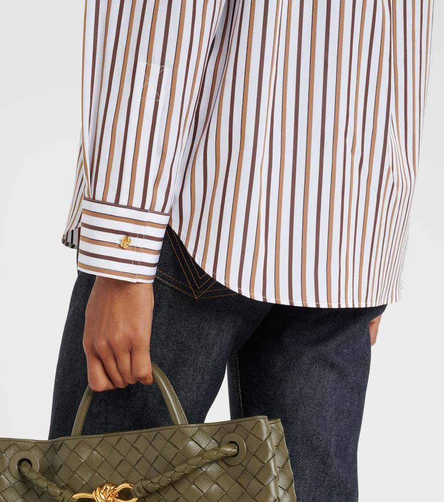 Bottega Veneta Striped Cotton Poplin Shirt In Brown