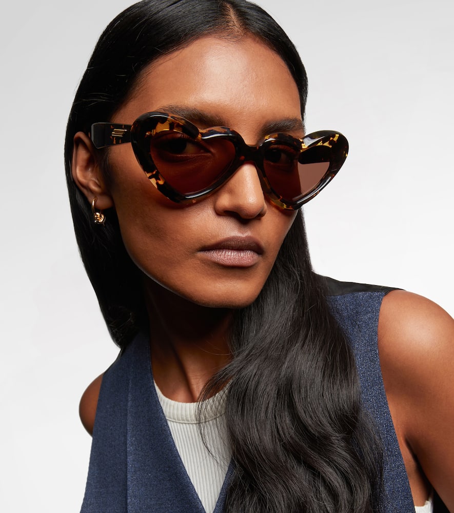Bottega Veneta New Entry Heart-shaped Sunglasses In Brown