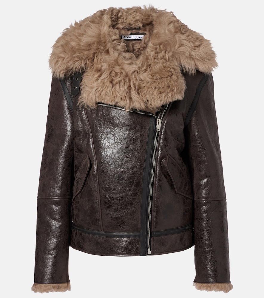 Acne Studios Shearling-trimmed leather jacket