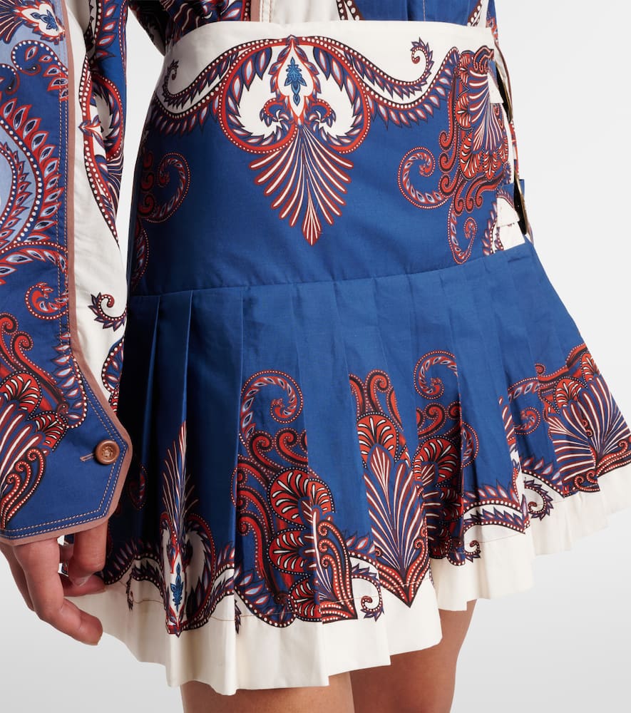Farm Rio Arabesque Scarf Cotton Miniskirt In Blue