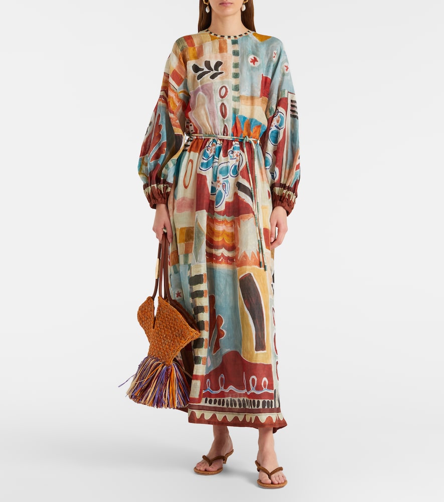 Alémais x LRNCE Michelle printed ramie midi dress