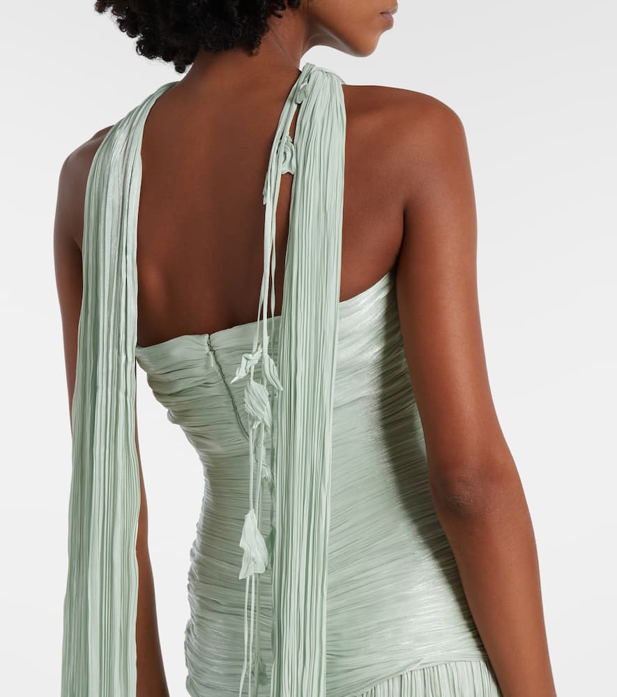 Marmar Halim Peplum Ruched Gown In Green