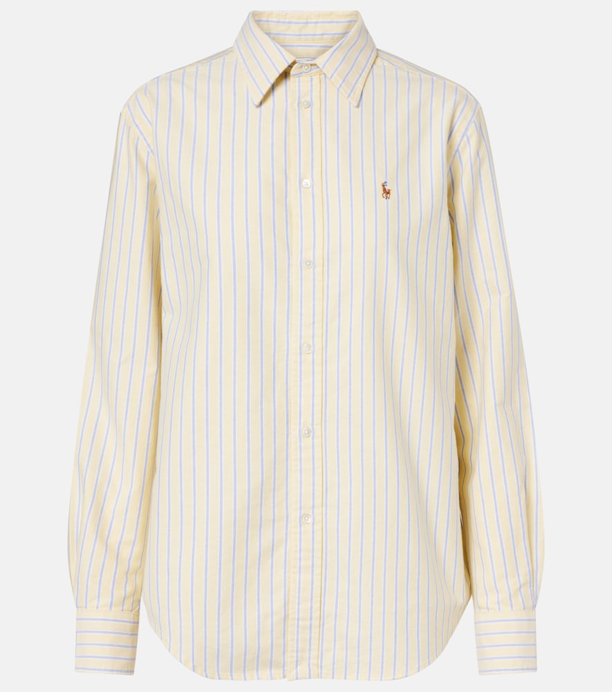 Polo Ralph Lauren Women's Yellow Striped Cotton Shirt Uk Size 10