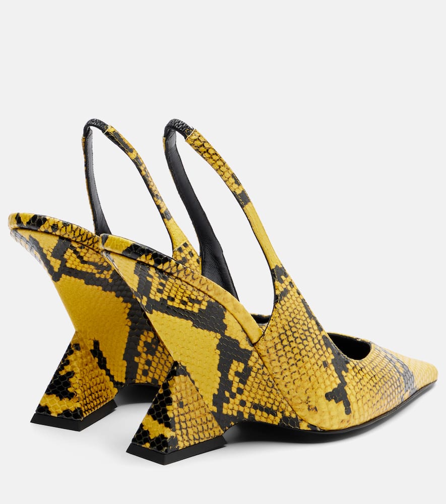 Attico Cheope 105 Embossed Leather Wedges In Yellow