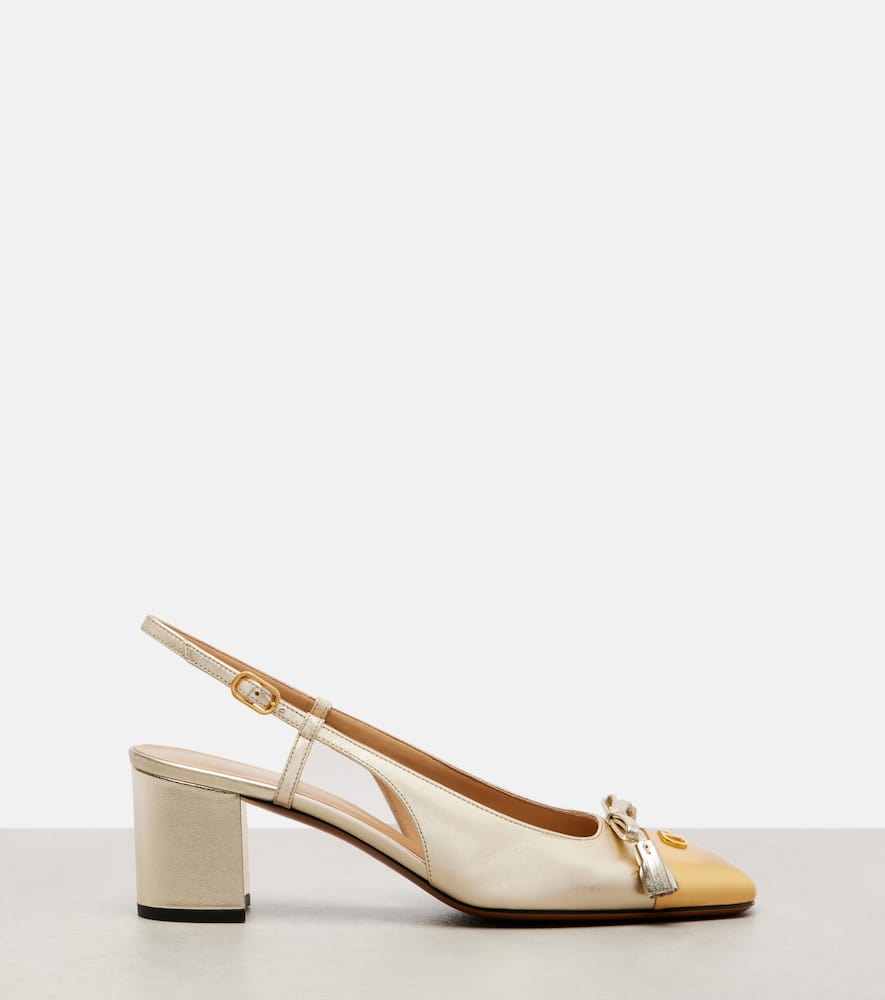 Valentino Valet Du Roi 60 Leather Slingback Pumps In Gold