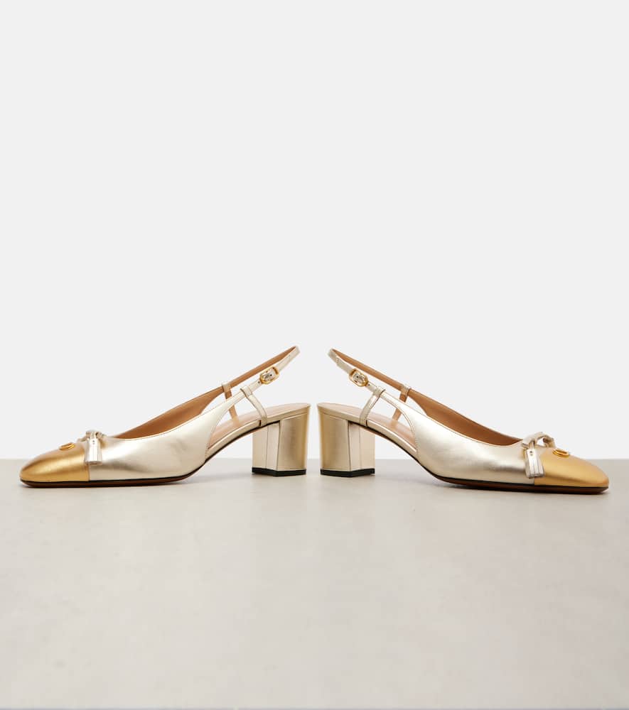 Valentino Valet Du Roi 60 Leather Slingback Pumps In Gold