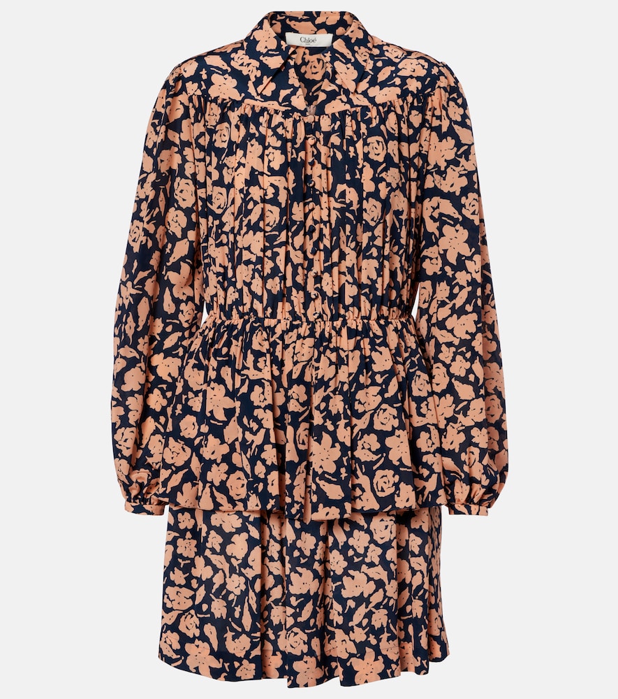 Chloe Chloé Floral gathered silk minidress