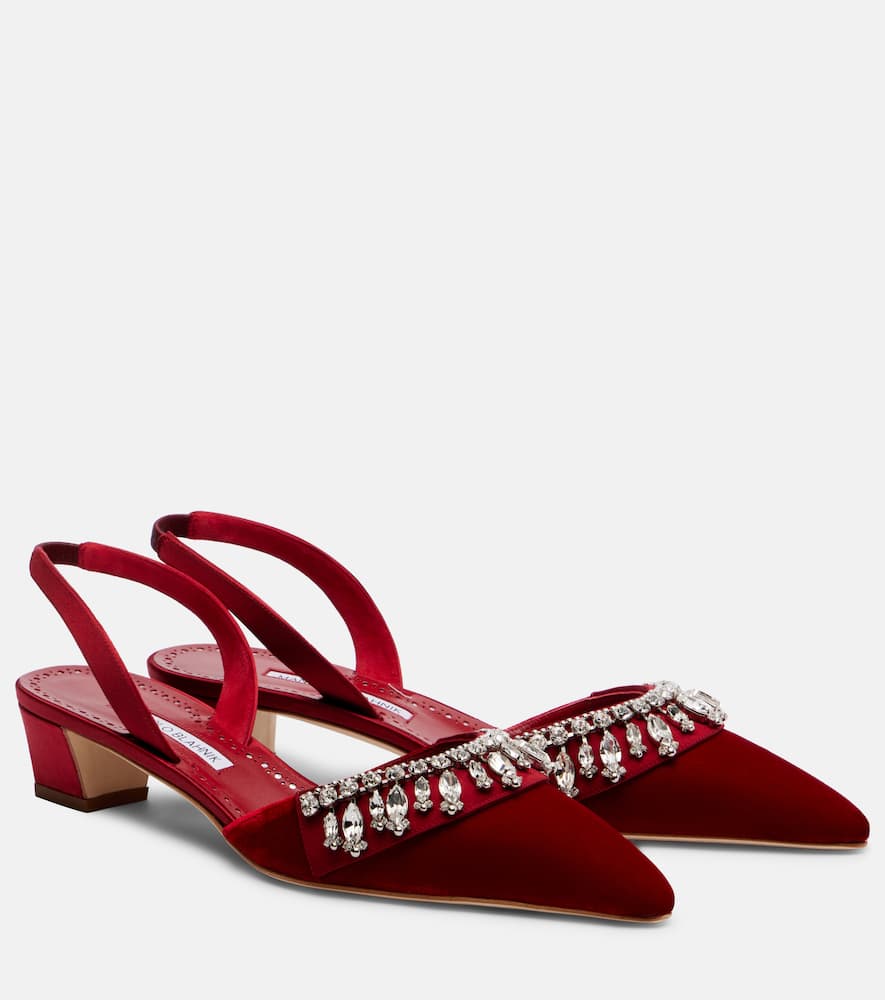 Verzierte Slingback-Pumps Bequila 30 aus Samt