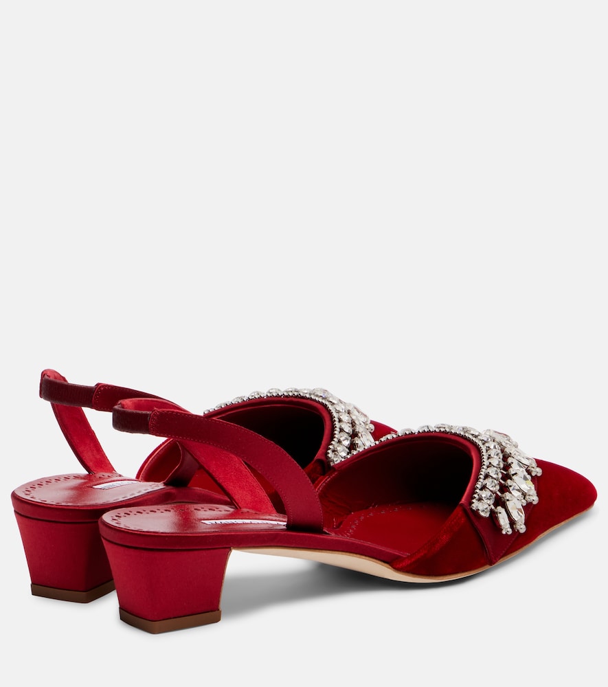  Manolo Blahnik Manolo Blahnik Verzierte Slingback-pumps Bequila 30 Aus Samt 