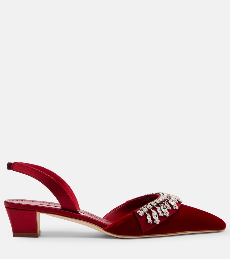 Bequila 30 Embellished Velvet Slingback Pumps
