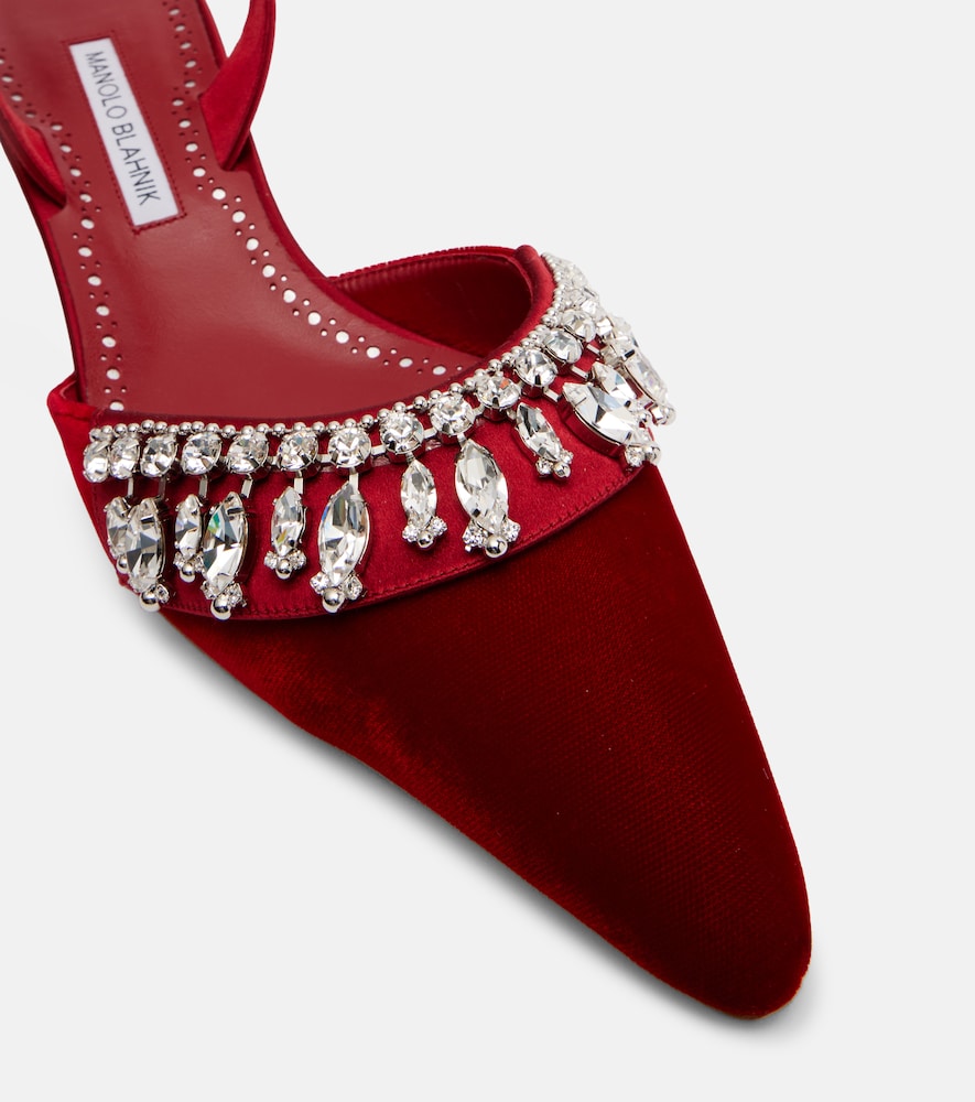  Manolo Blahnik Manolo Blahnik Verzierte Slingback-pumps Bequila 30 Aus Samt 