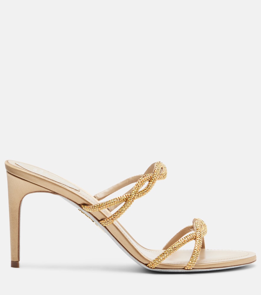  Rene Caovilla Rene Caovilla Braid Crystal-embellished Satin Sandals 