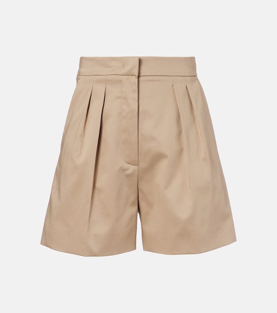 Max Mara Tabacco pleated cotton-blend shorts