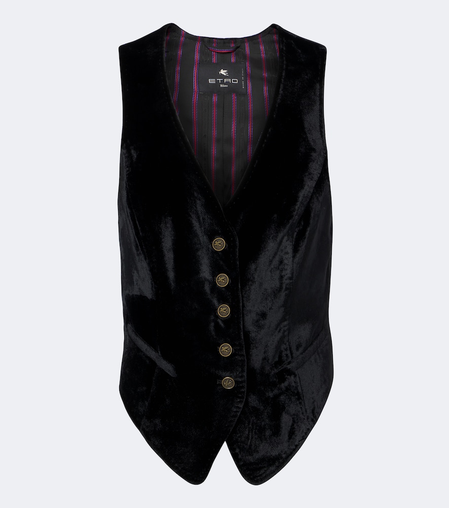 Etro Pegaso Velvet Vest In Black