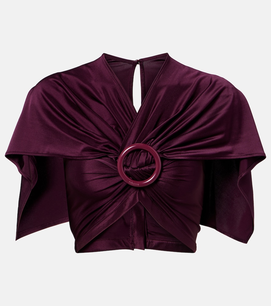 Rabanne Gathered caped satin crop top | Thumbnail 6