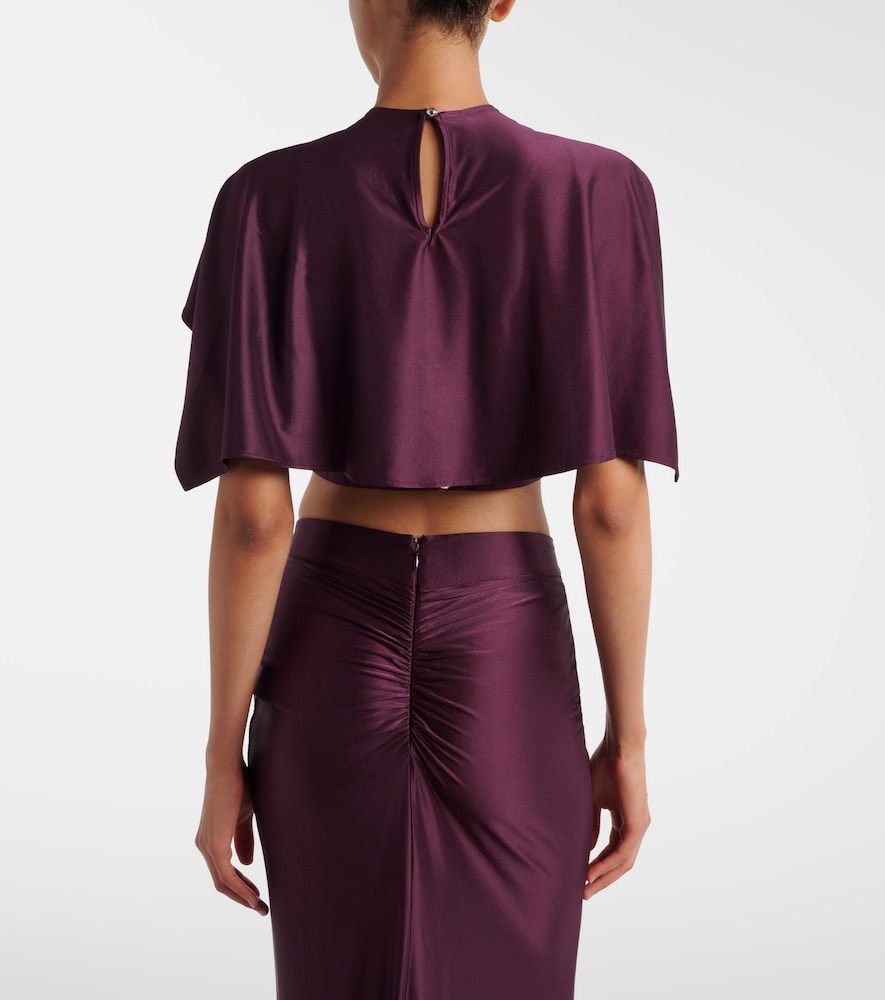 Gathered Caped Satin Crop Top