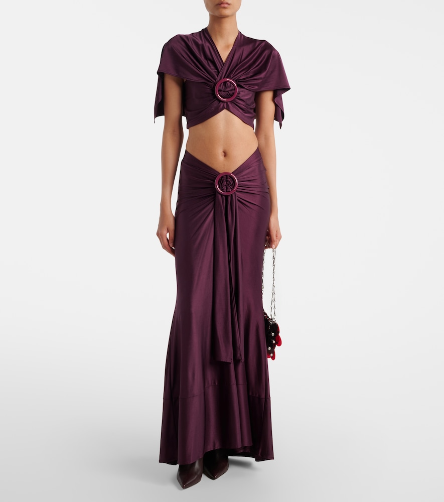 Gathered Caped Satin Crop Top