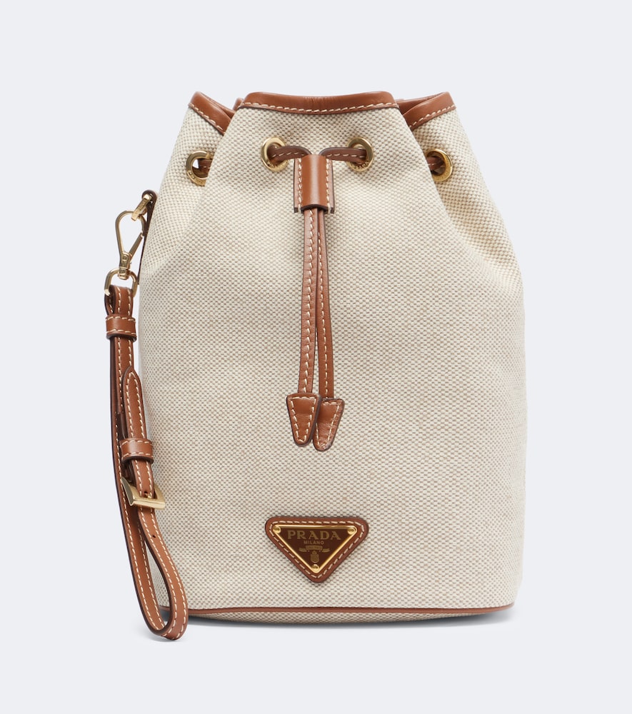 Prada Small Canvas And Leather Pouch In Neutral